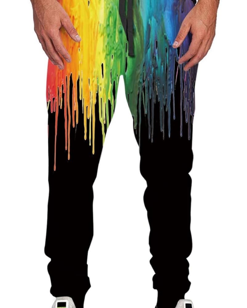 Vibrant Rainbow Splatter Joggers - Image 1