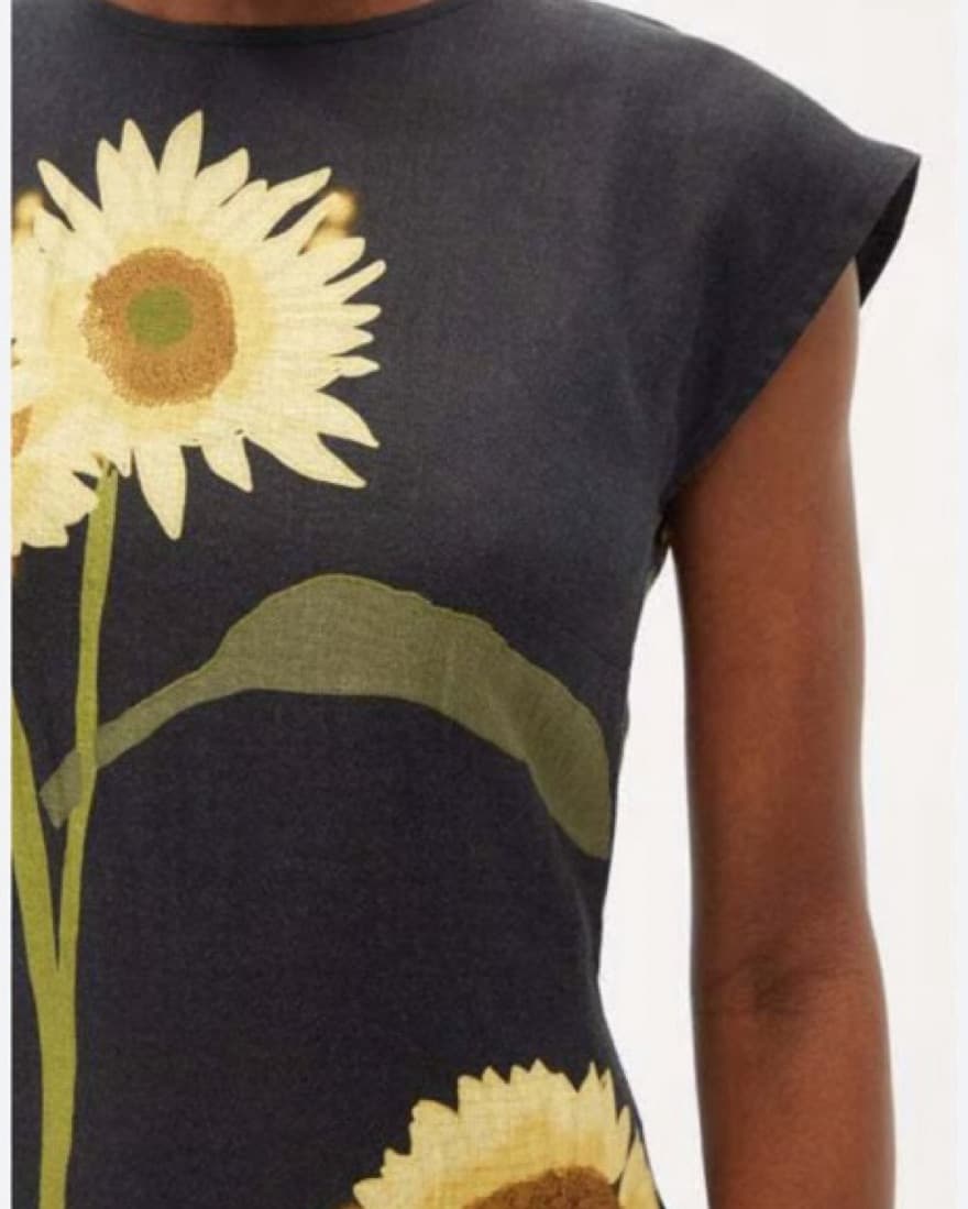 Sunflower-Print Linen-Cambric Mini Dress - Image 4