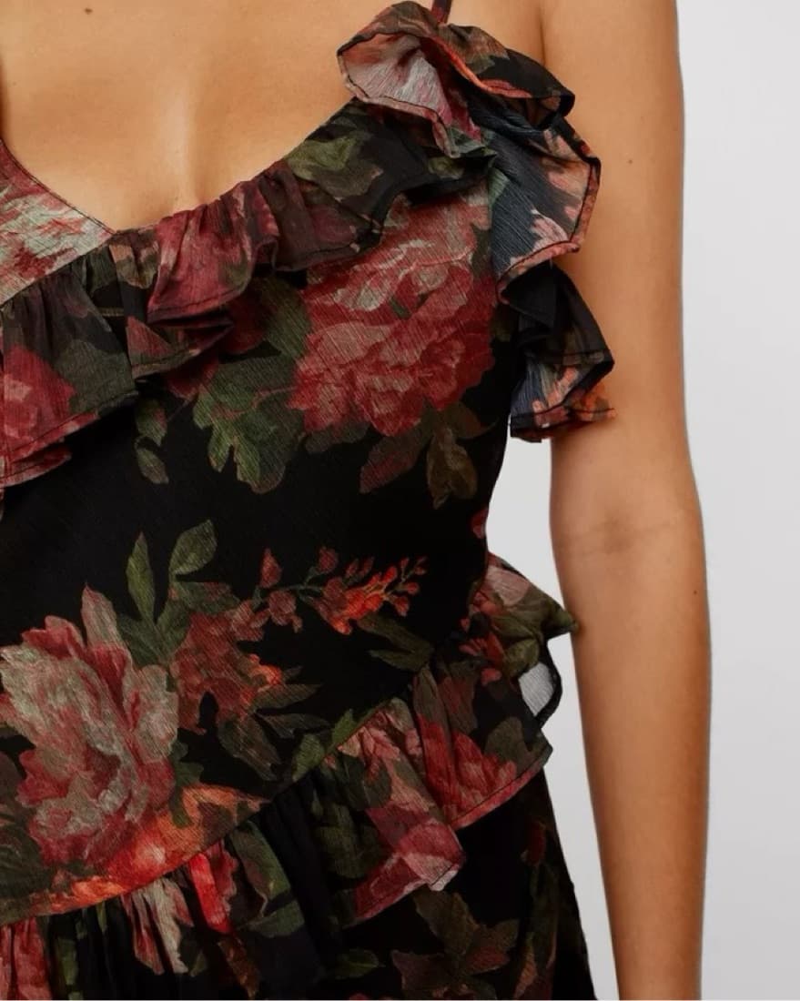 Floral Tiered Ruffle Chiffon Dress  - Image 6