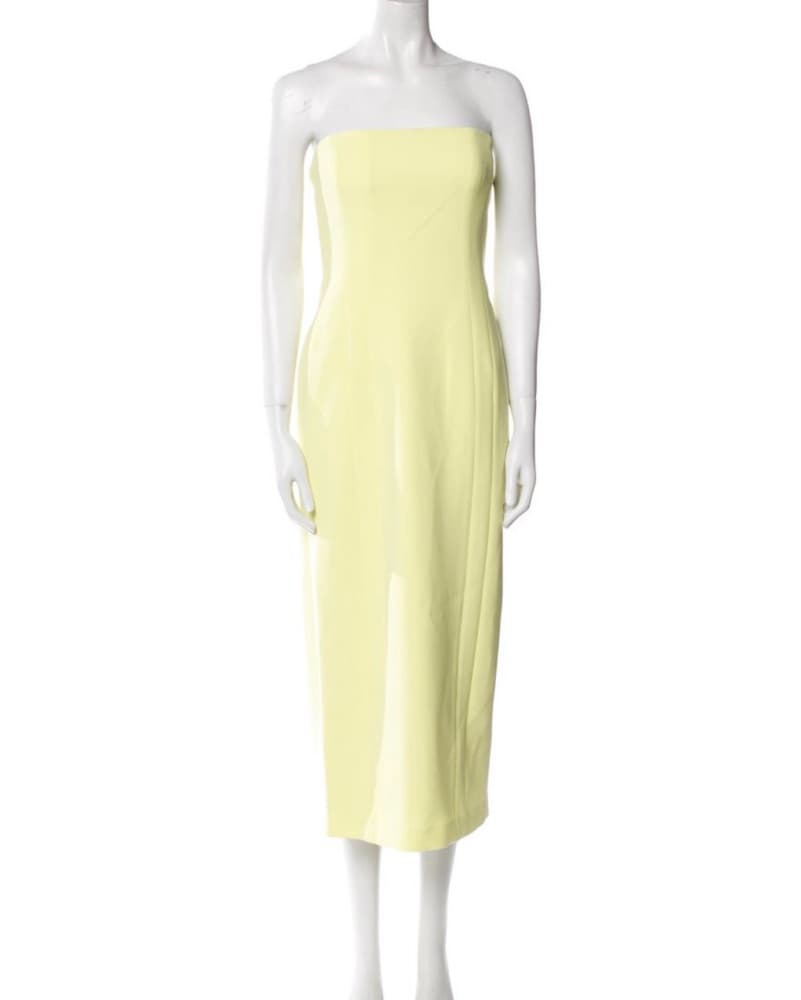 ALC Butter Yellow Midi Strapless dress - Image 2