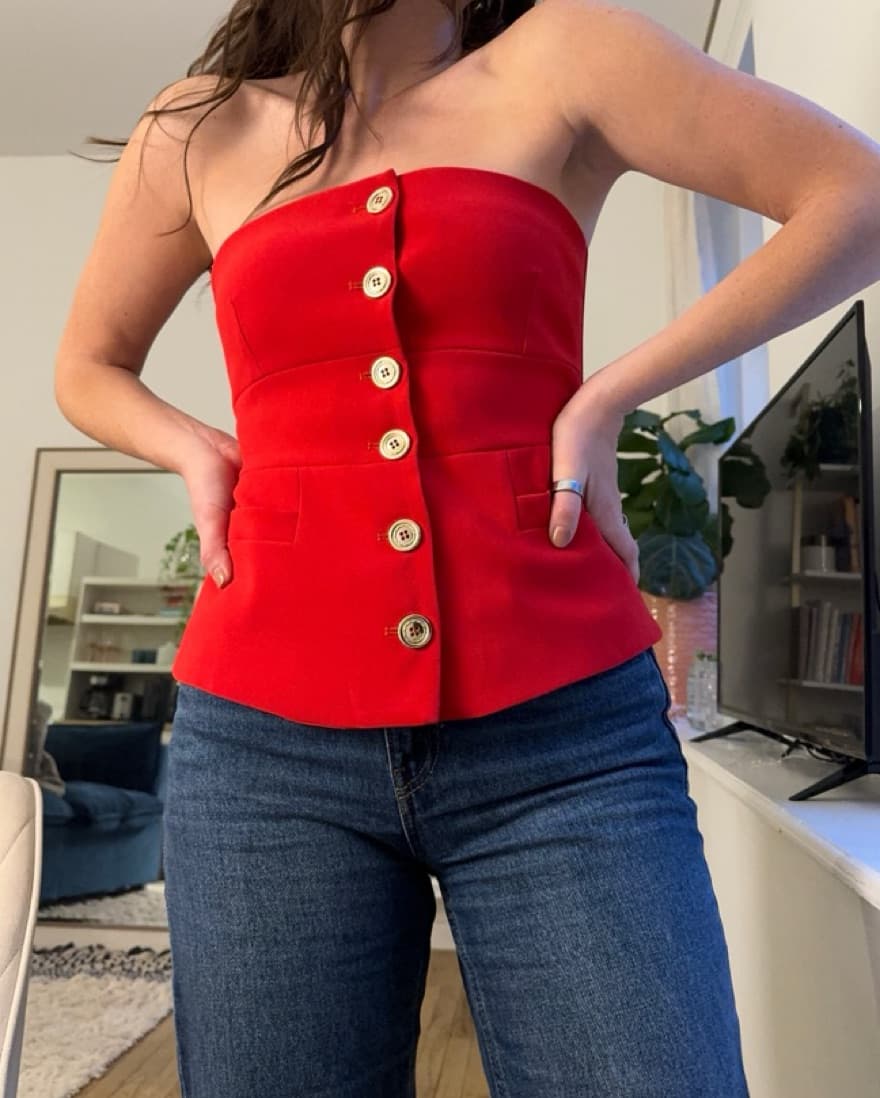 Red Pinko Button Up Top/Vest - Image 1