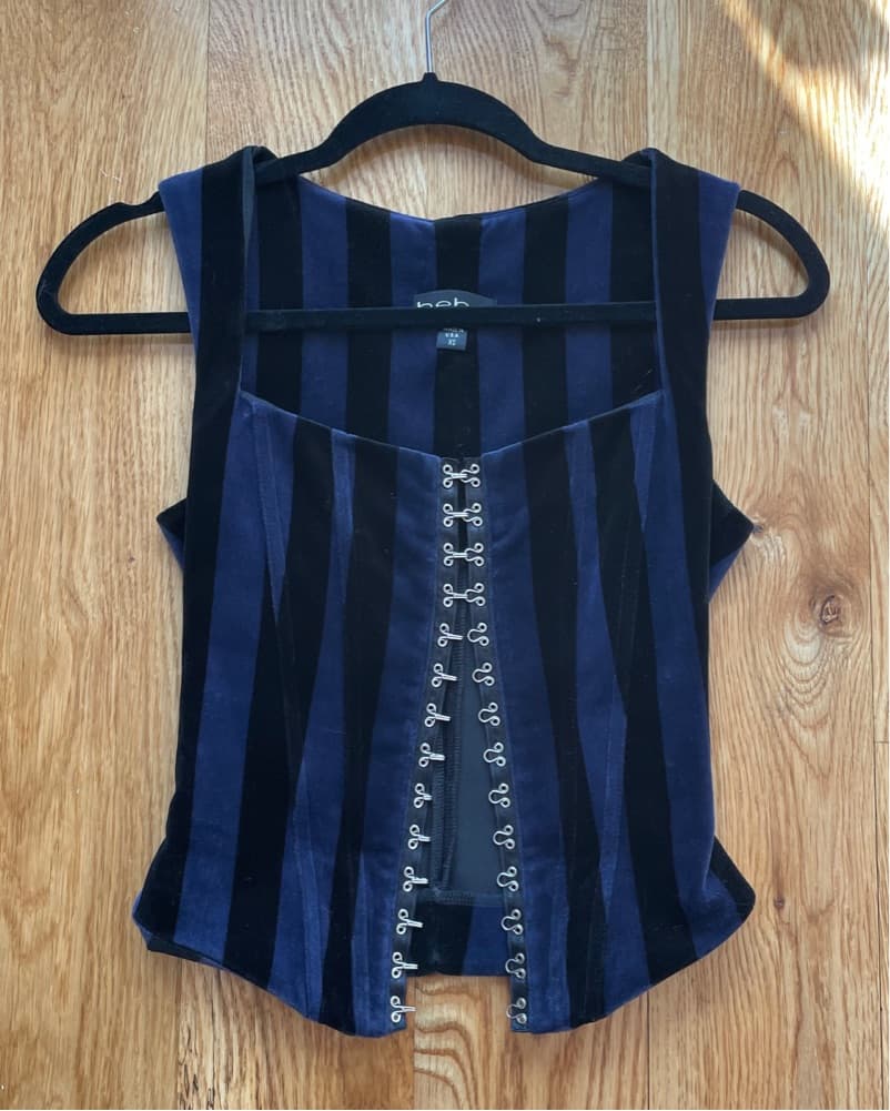 Gothic 90s bebe Velvet Hook & Eye Corset - Image 1