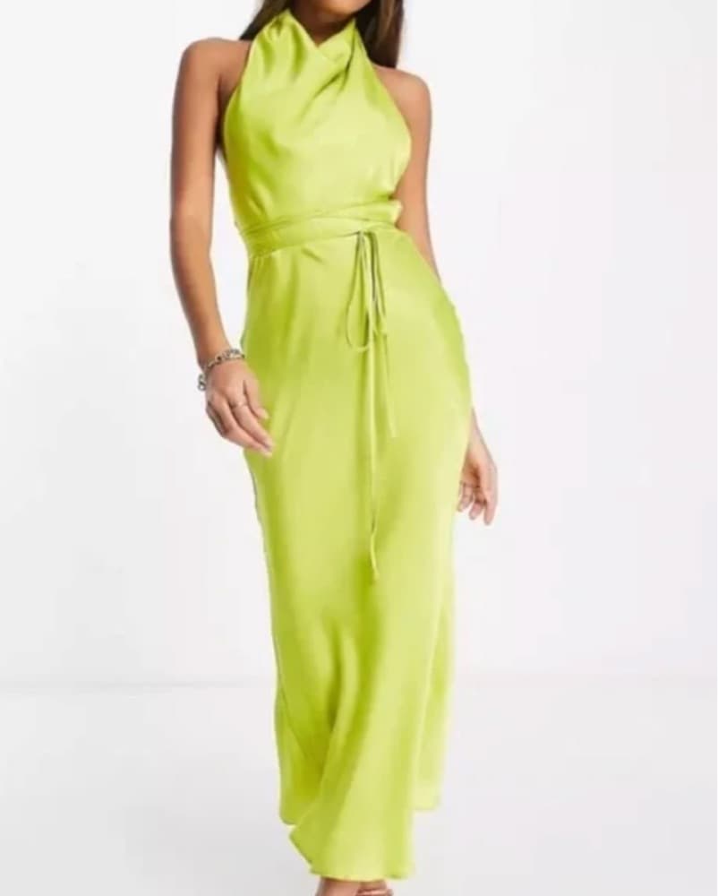 Asos Cowl neck halter Midi With TieWrap - Image 1