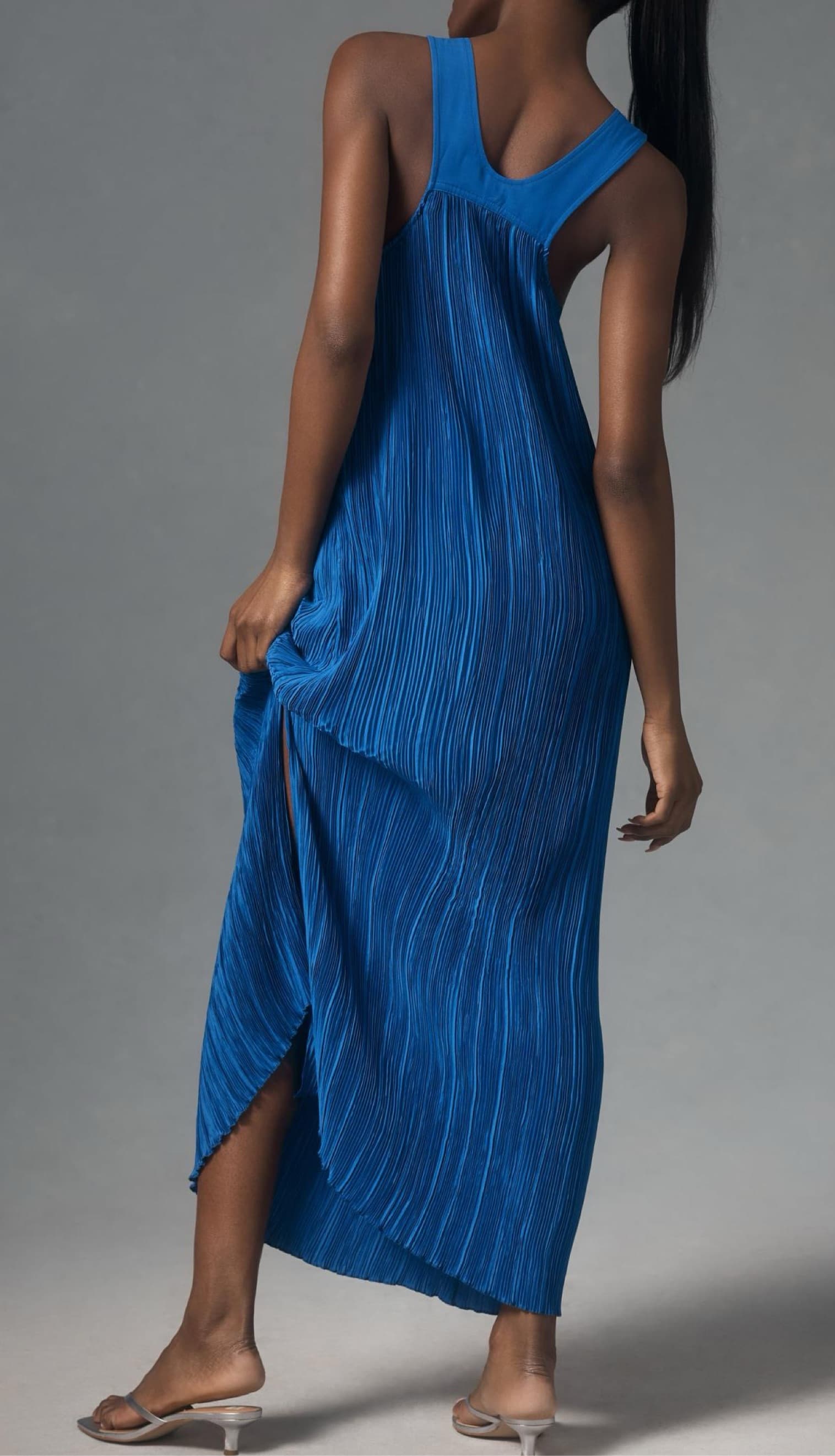 Anthropologie Blue Plisse Maxi Dress - Image 2