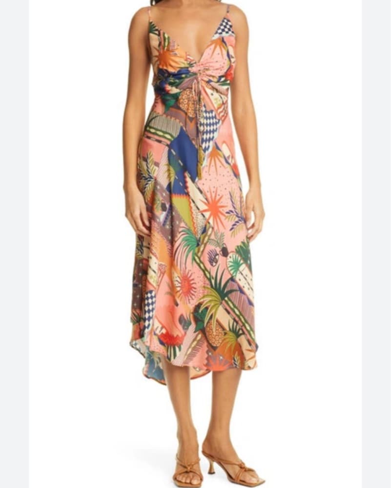 Farm Rio Mystic City Satin Midi Dress - Image 1