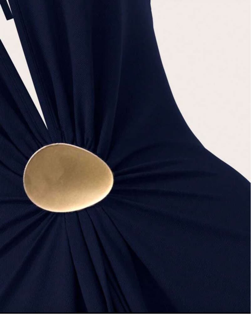 Navy Halter Maxi Dress - Image 5