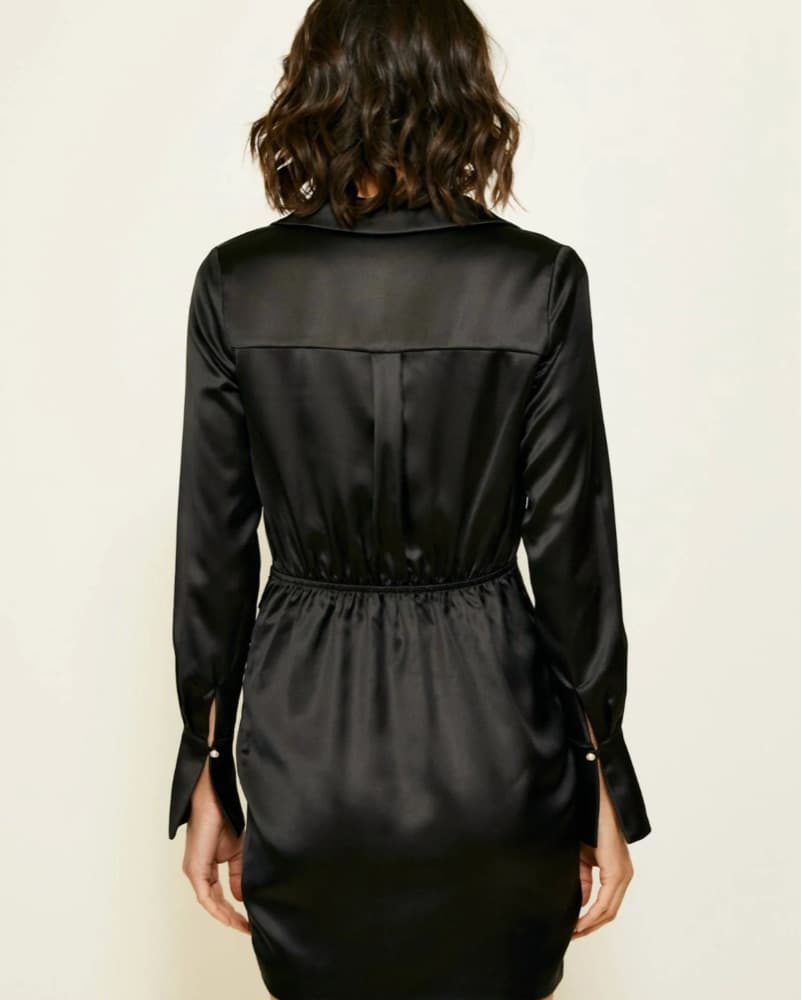 Black Satin Mini Dress - Image 4
