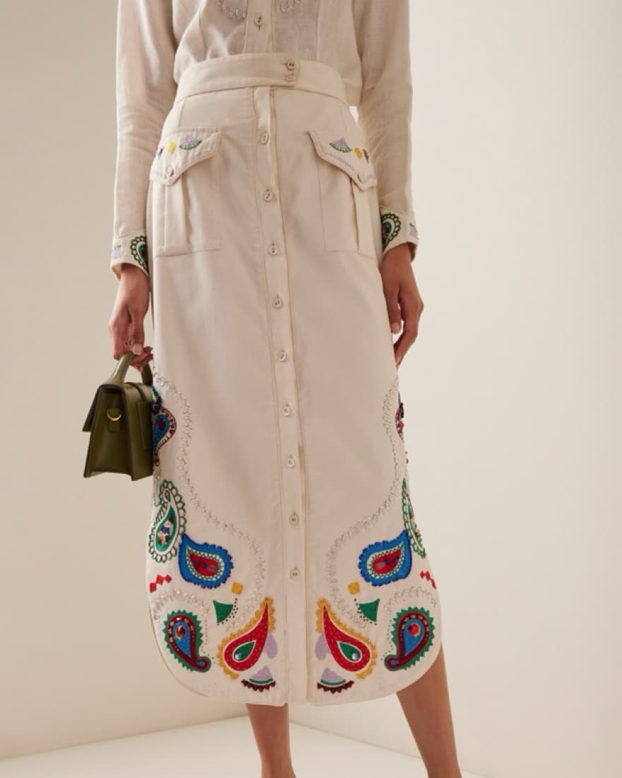 Alémais Peggy Cotton Midi Skirt - Image 1