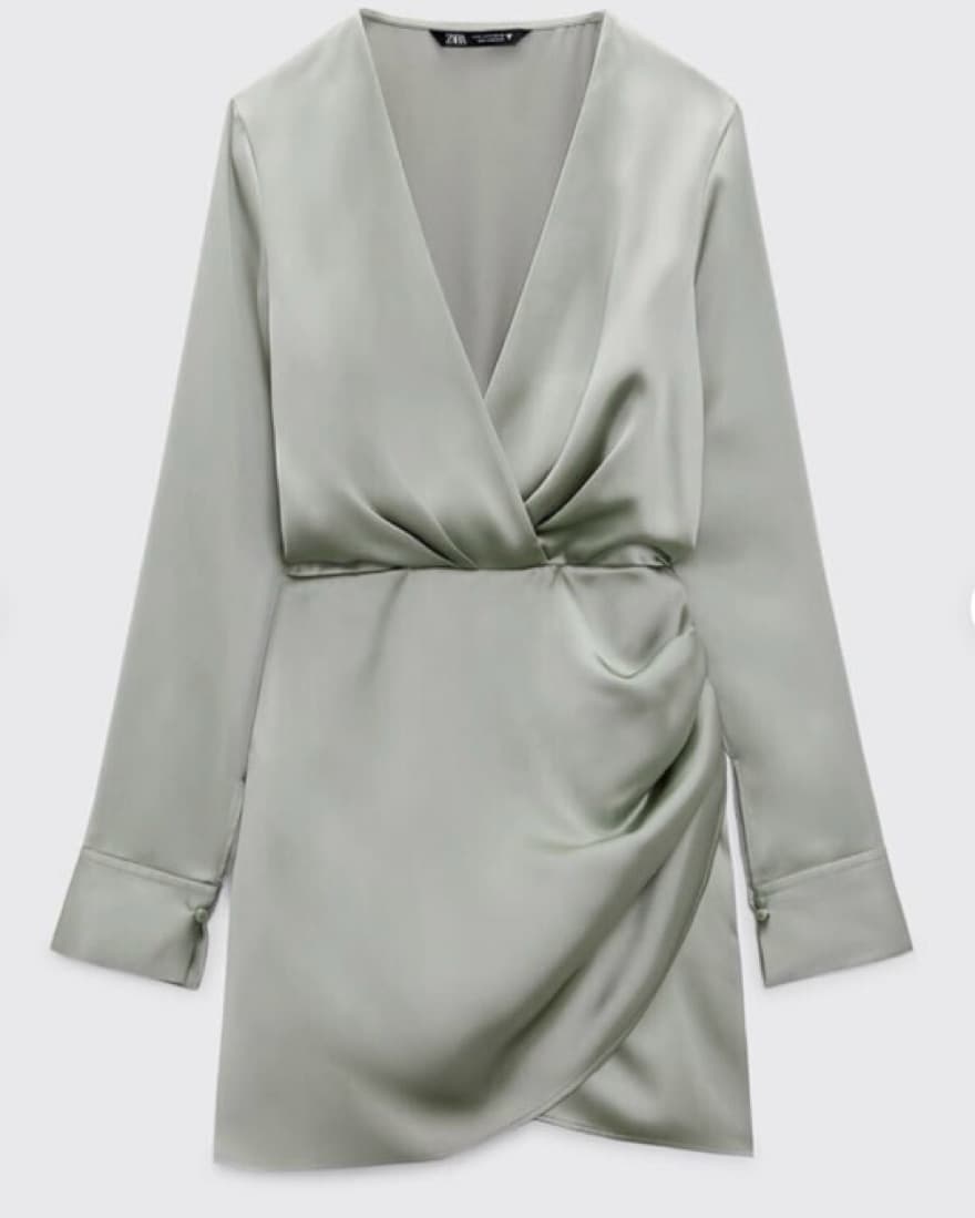 Green/Gray Satin Dress - Image 3