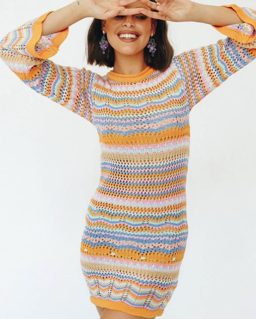 Ghanda Multicolor Crochet Dress/ CoverUp - Image 1