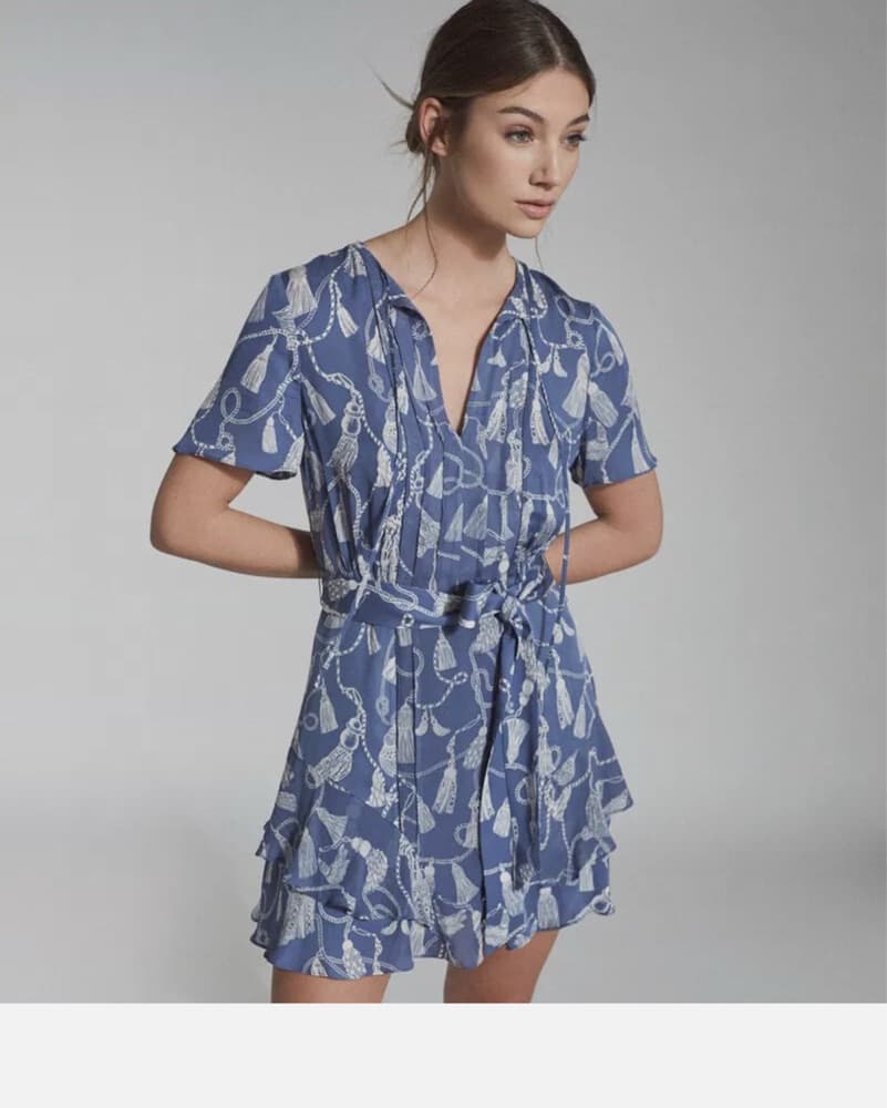 Reiss Blue Tassel Printed Maxi Dress - Image 1