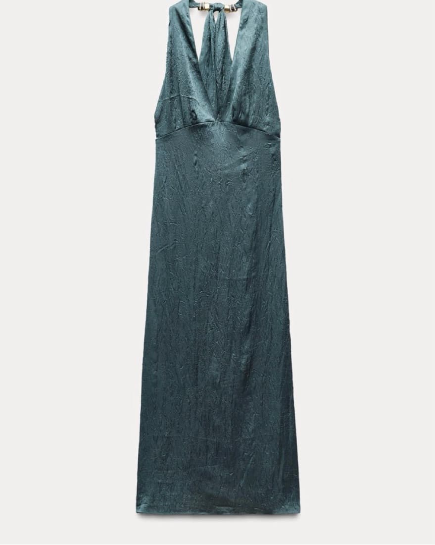 Elegant Green Halter Maxi Dress - Image 3