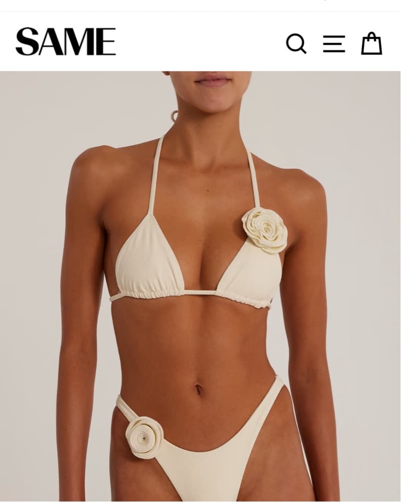 SAME White rosette Bikini - Image 2