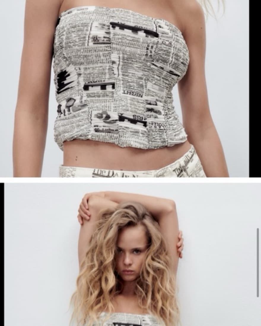 Newspaper Print Corset Style Top  - Image 1