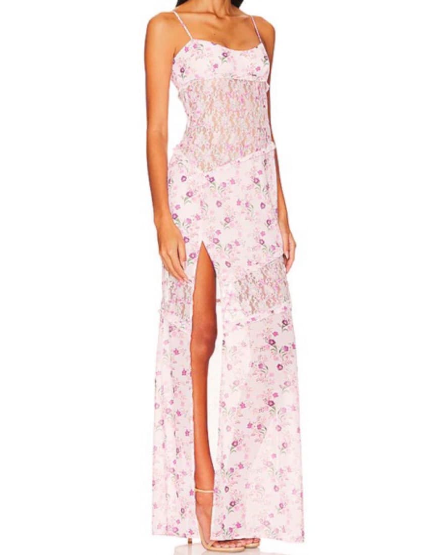 Kenzie Gown in Pink Floral Multi - Image 3