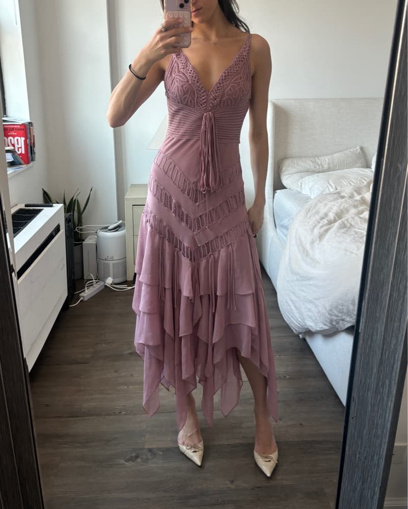 Vintage Blush Flowy Dress - Image 1