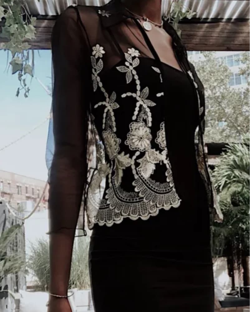 Vintage Embroidered Mesh Jacket/Topper - Image 1