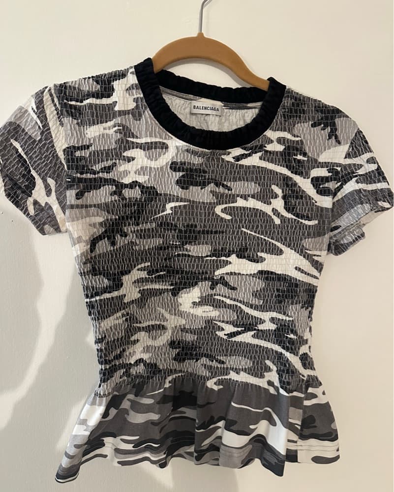 Balenciaga Camo Peplum Top - Image 2