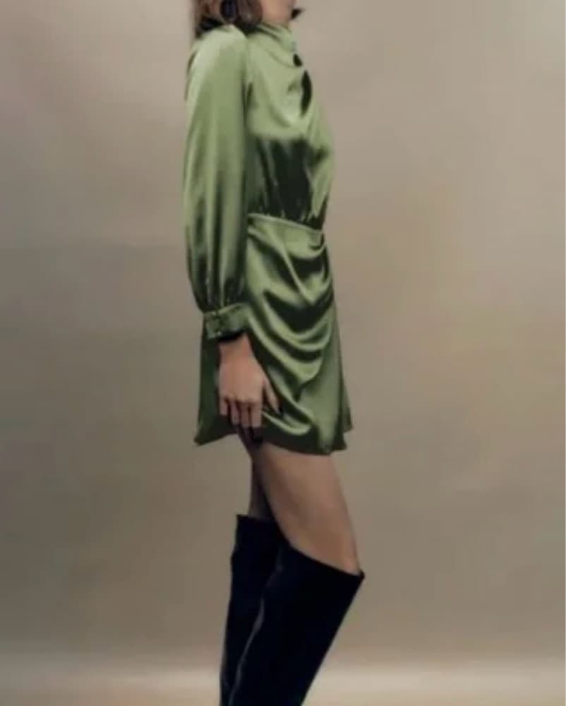 ZARA Olive Green Mini Dress - Image 4