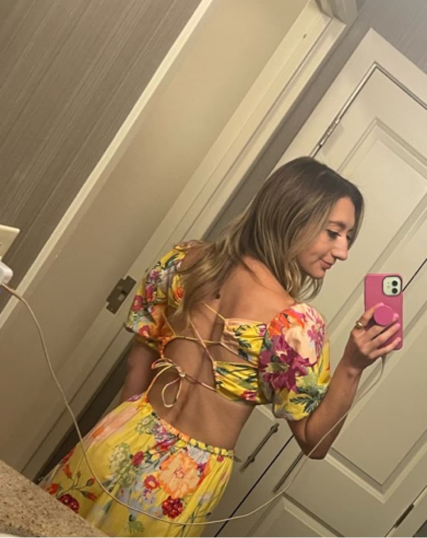 Floral Yellow 2 Piece Maxi Skirt/Top Set - Image 3