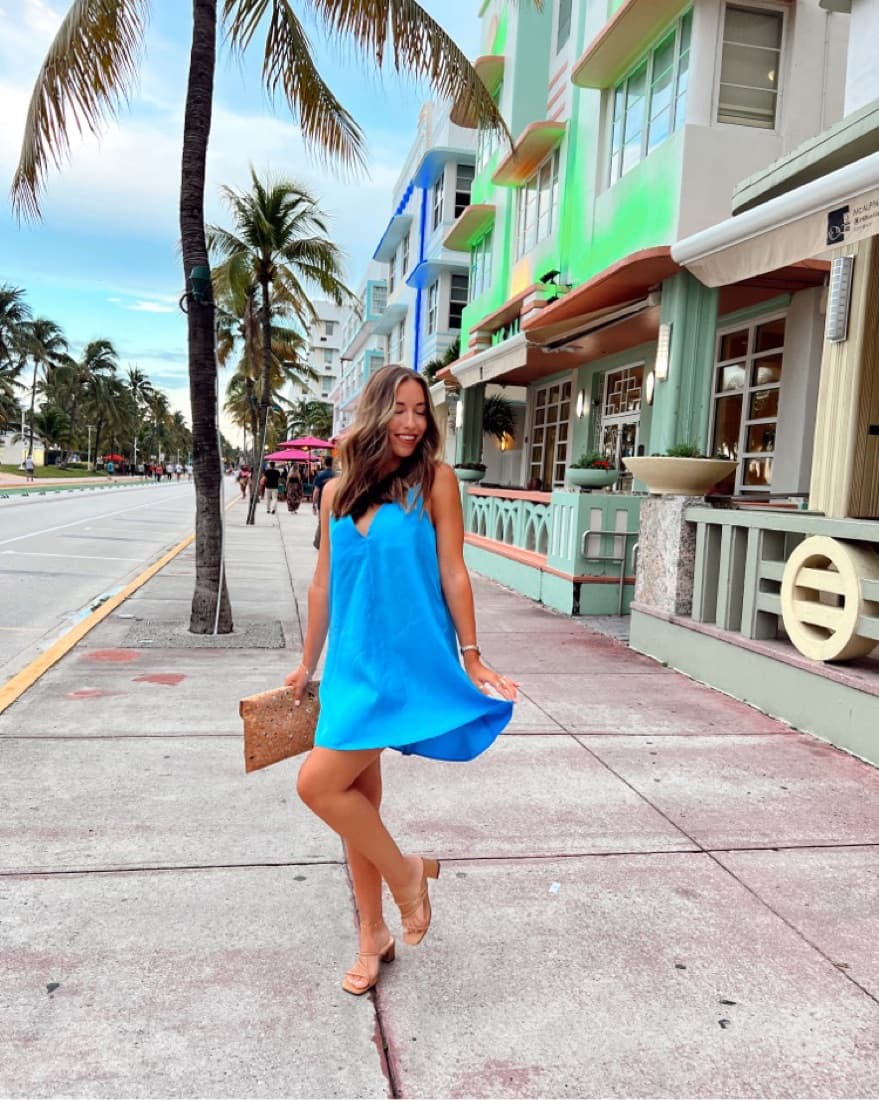 Bright Blue Mini Dress - Image 2