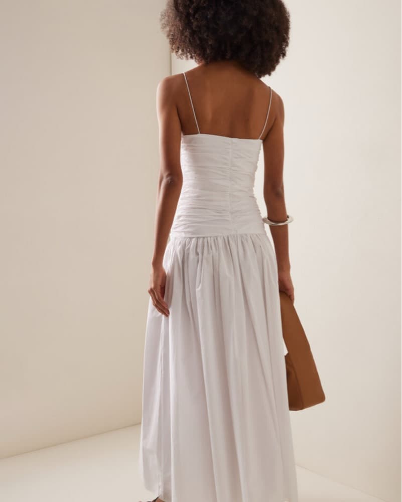 Matteu Shirred White Dress - Image 3