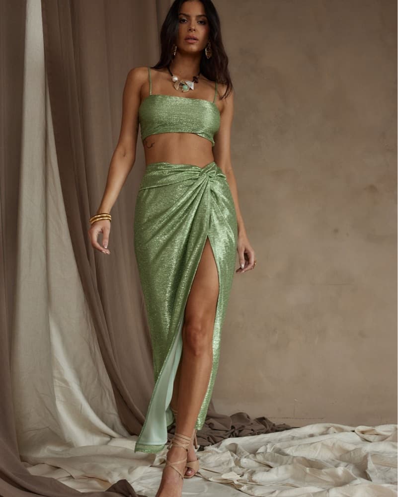 12th Tribe Green Shimmer Skirt Set - Image 1