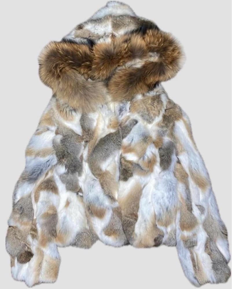 Real Rabbit And Mink Fur Patchwork Coat - Image 1
