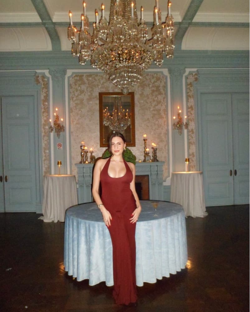 Captivating Crimson Halter Gown - Image 1