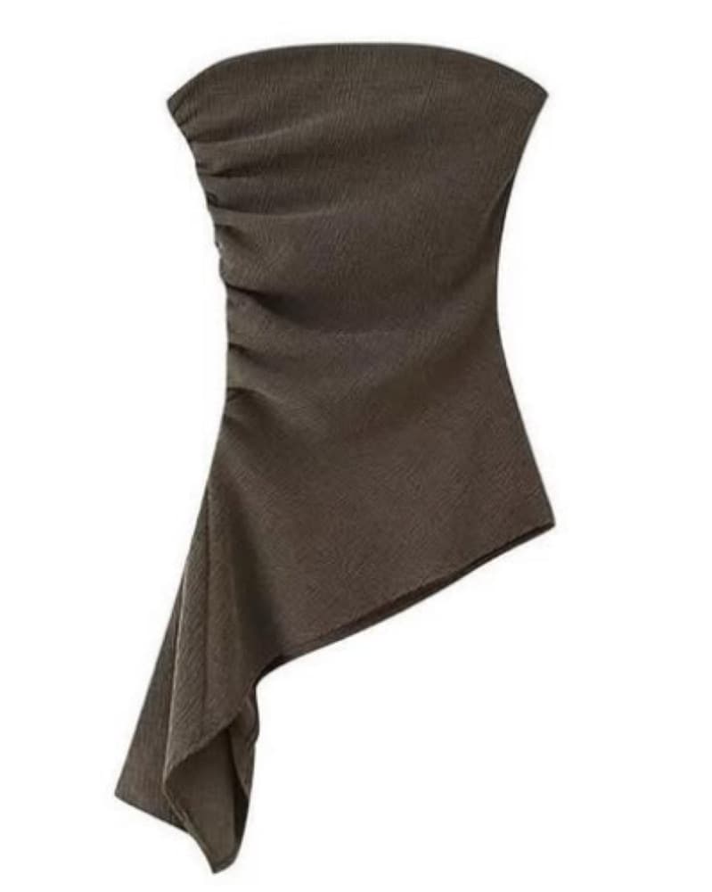 Zara Ruched Asymmetrical Strapless Top - Image 1