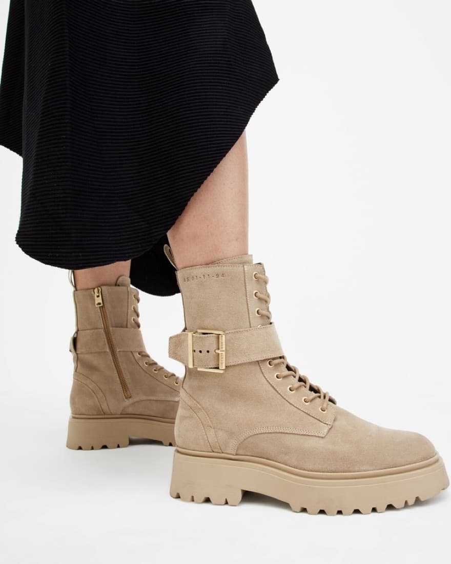 All Saints Suede Combat Boots - Image 2
