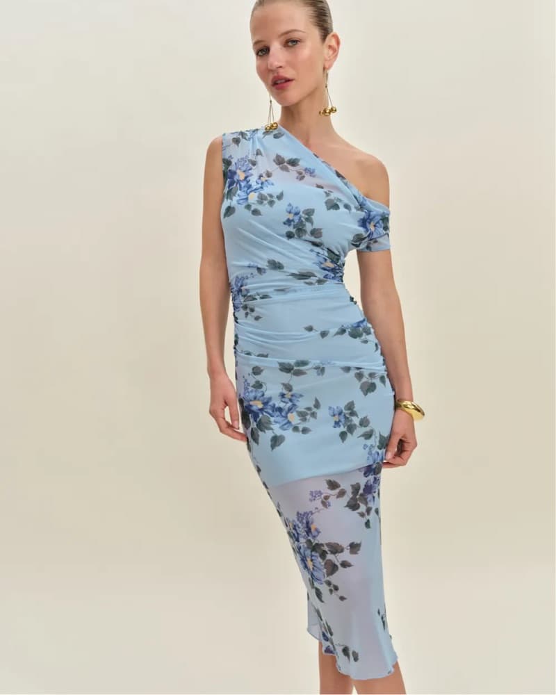 Reformation Blue Floral Midi Dress - Image 3