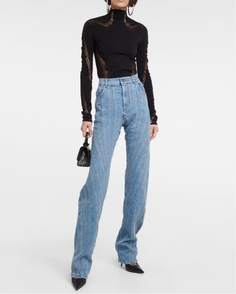 Mugler Open-knit high-neck mesh top - Image 2