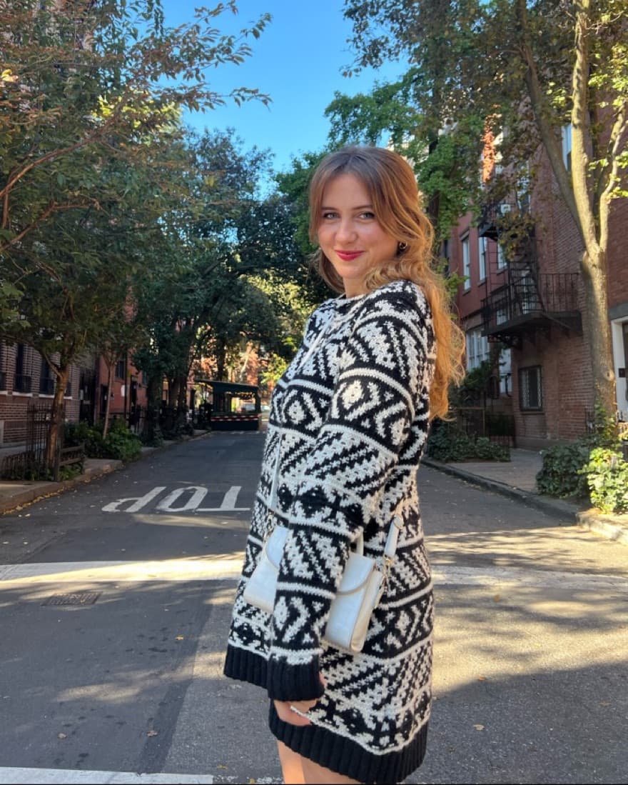 Oversized Black & White Printed Sweater  - Image 2