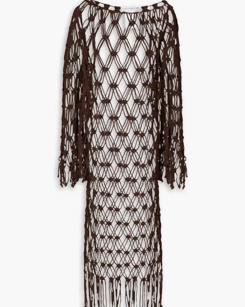 Maxi Dress Brown Rope Fishnet Coverup - Image 2