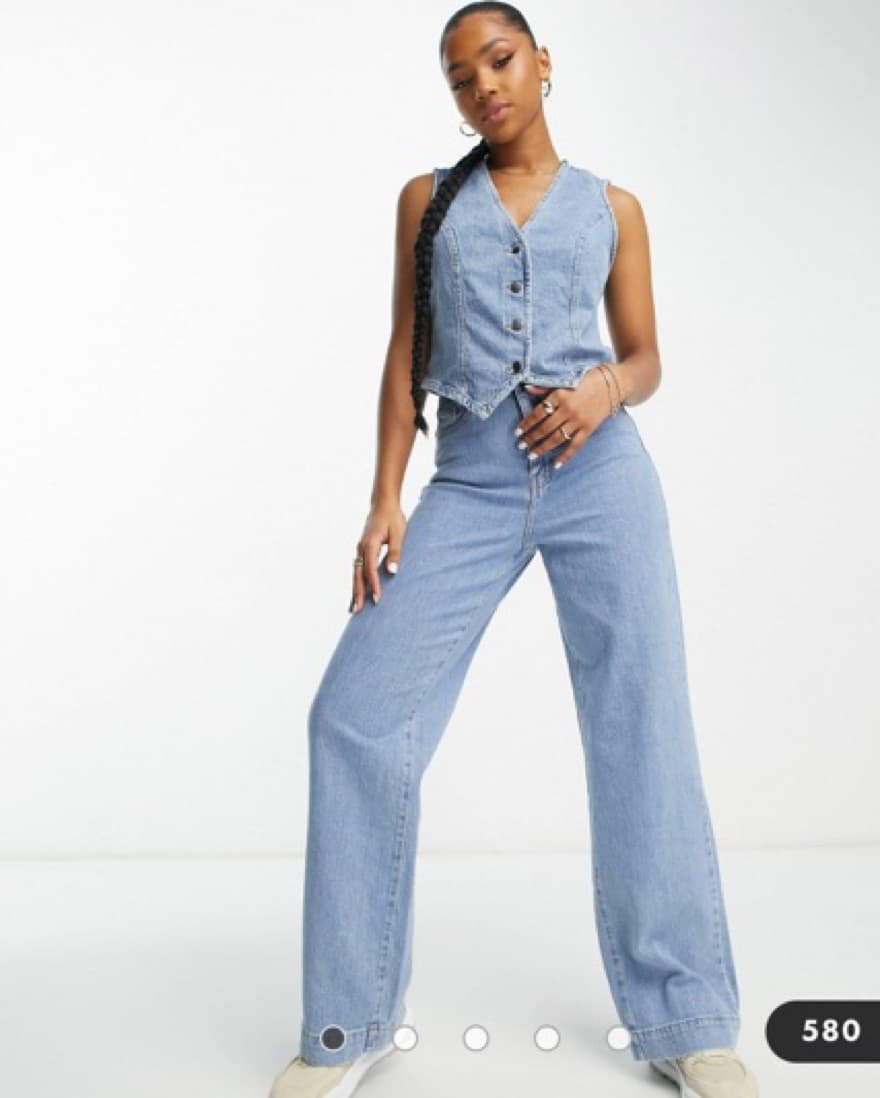 Denim Vest And Wide Leg Jeans Set - Image 1