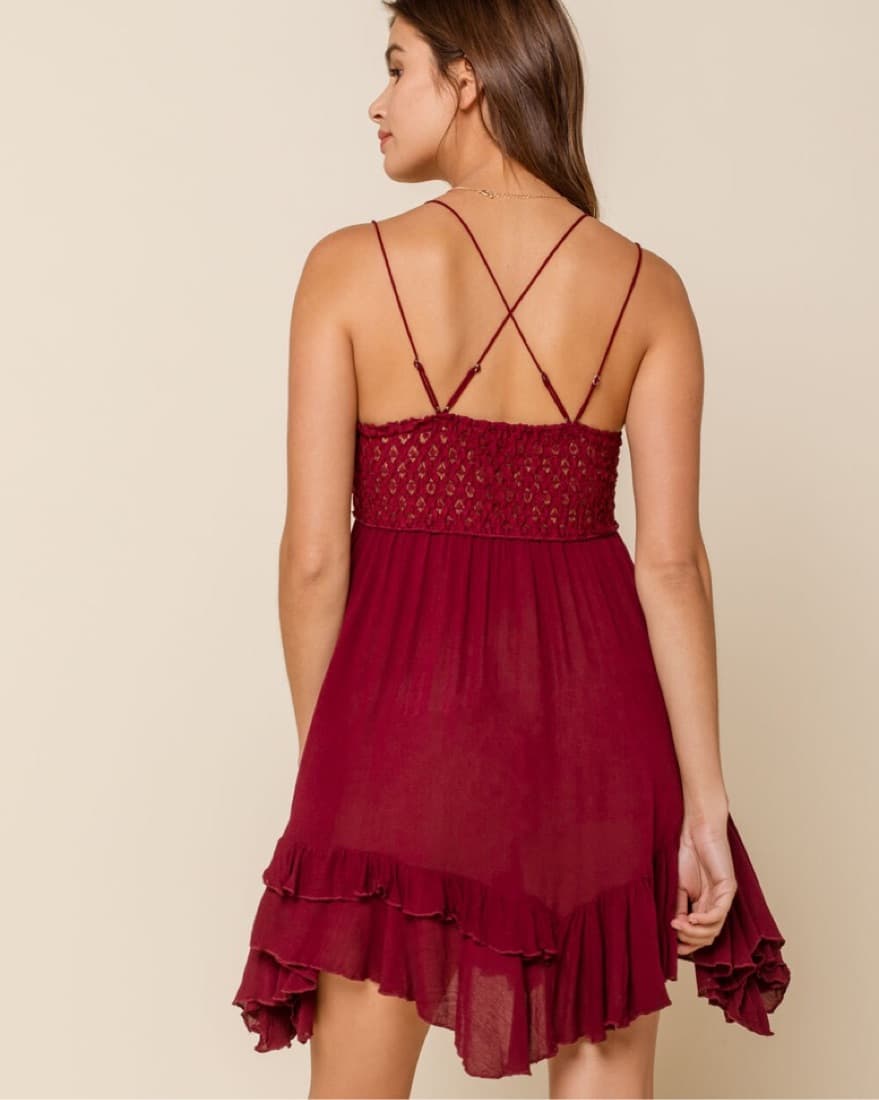 Free People Adella Wine Slip Dress - Image 3