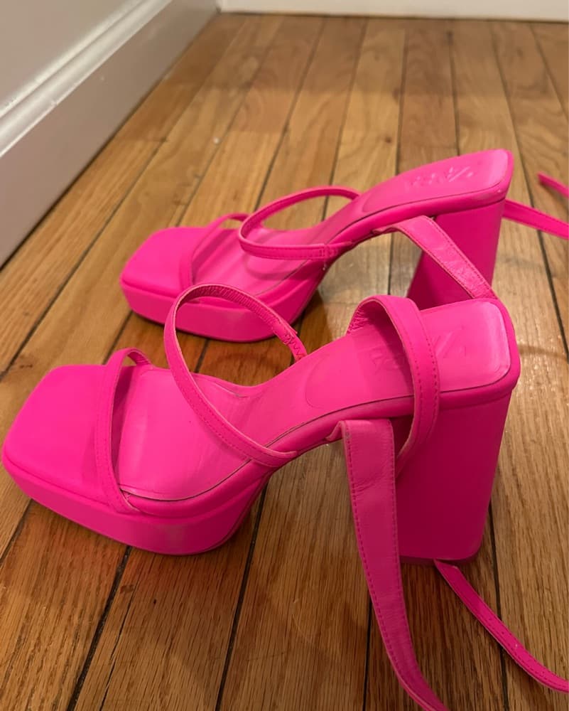 Zara Strappy Chunky Platform Heel Pink - Image 2