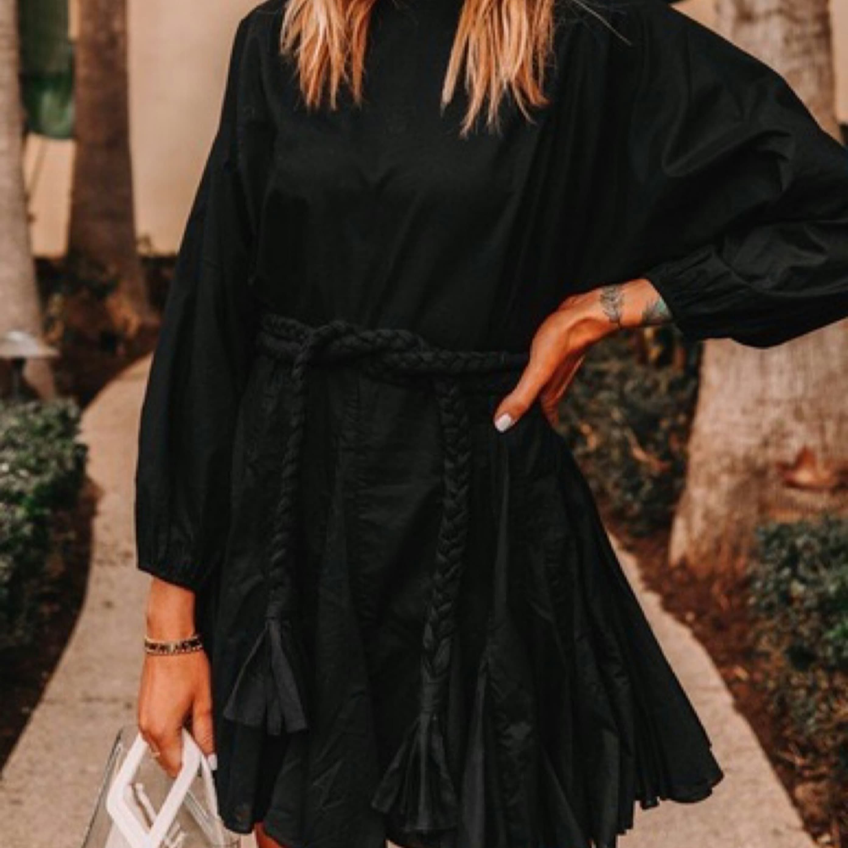 Rhode Ella Rope Tie Dress Black Sz XS - Image 2