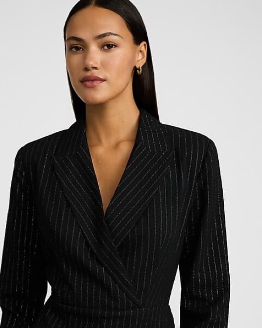 Metallic Pinstripe, Long Sleeve Blazer R - Image 2