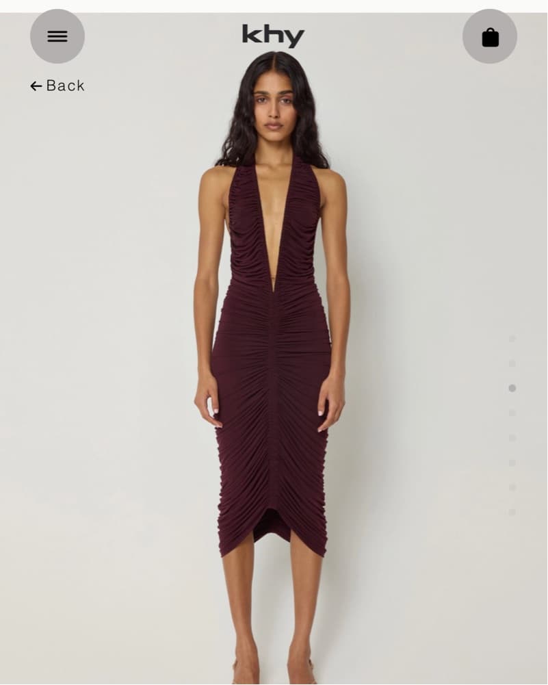 Khy Ruched Burgundy Dress  - Image 1