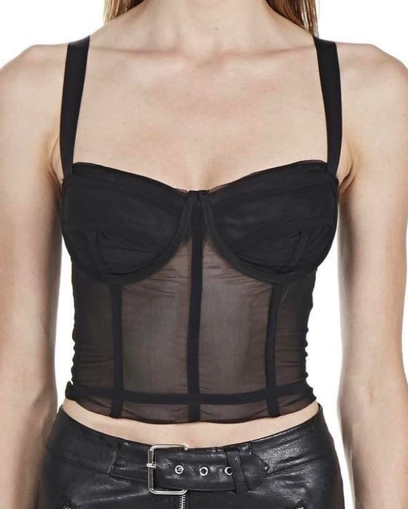 Danielle Guizio Mesh Corset Top - Image 2