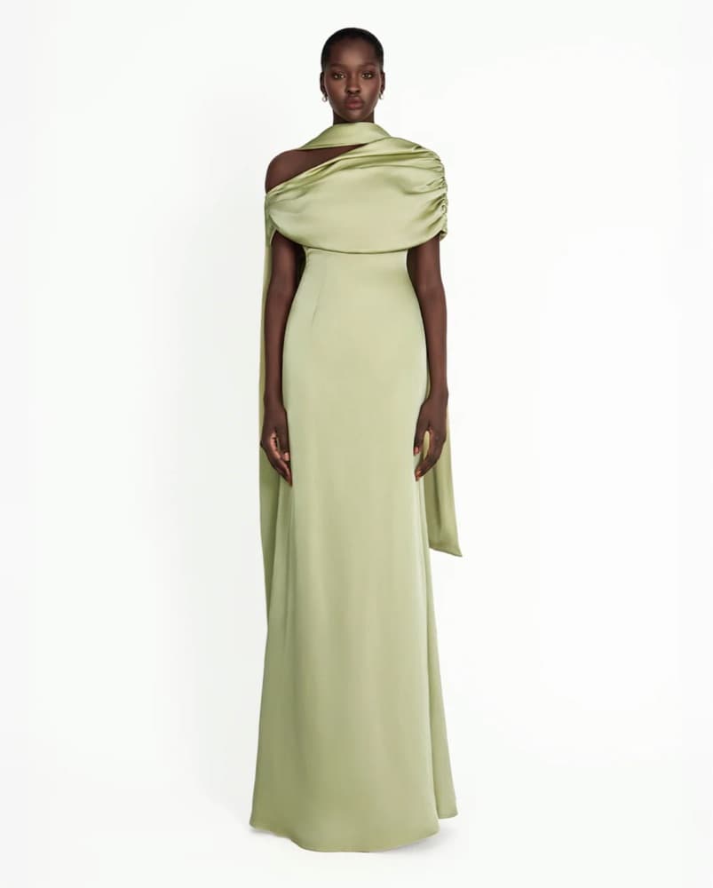 Khanum’s Sage Gown with Draped Neckline  - Image 1