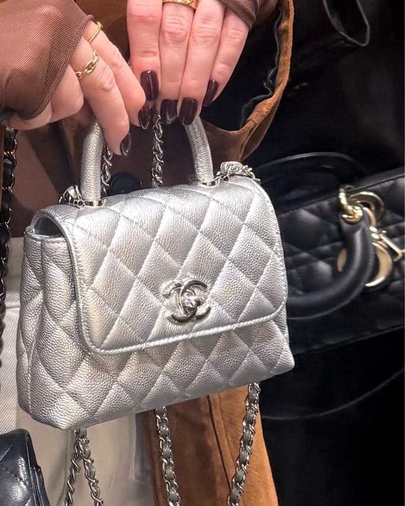 Chanel Coco Handle Silver in Caviar  - Image 1