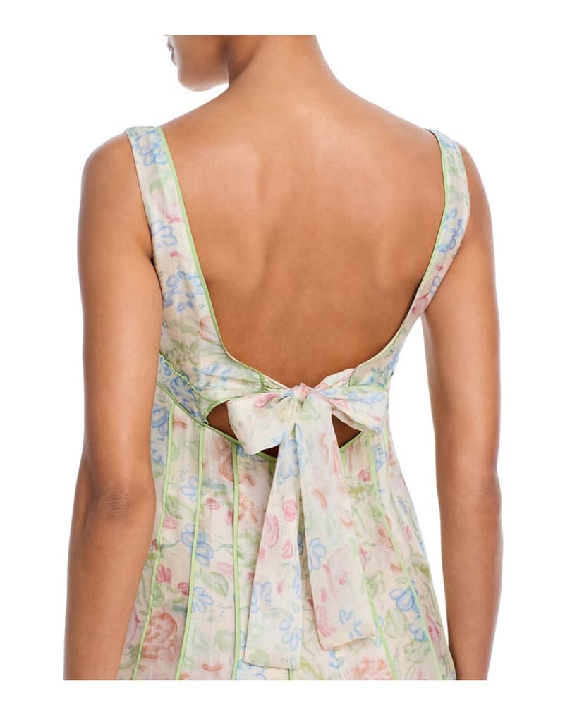 Floral Midi Dress with Bow Back - Image 3