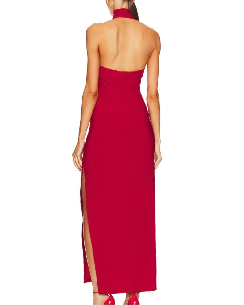 Norma Kamali Halter Turtleneck Slit Gown - Image 2