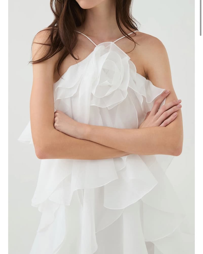 Aje Pandorea Layered Mini Flowy White Ruffle Dress - Image 3