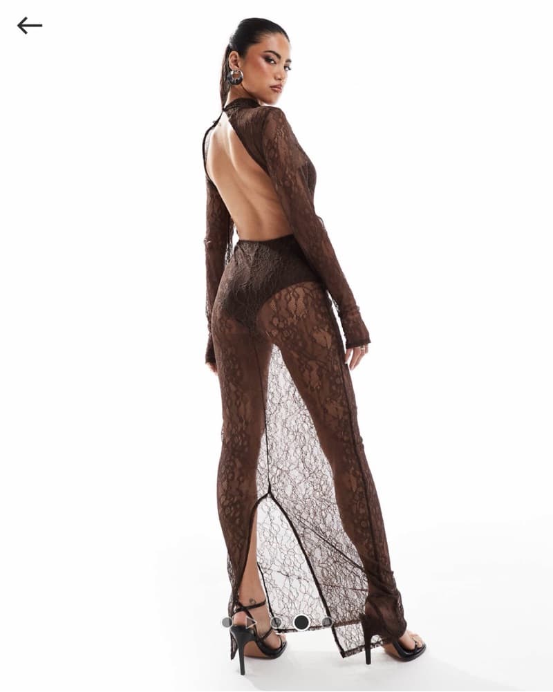 Brown Lace Maxi Dress - Image 2