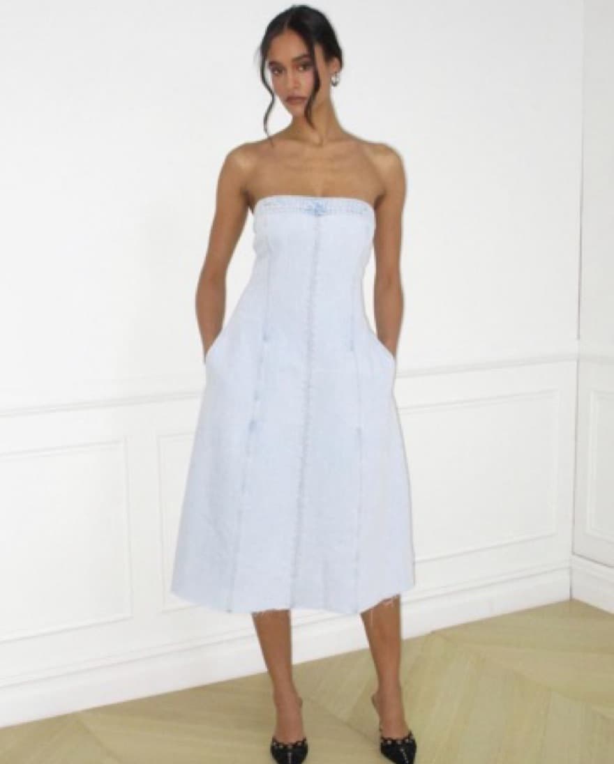 Strapless Denim Dress - Image 1