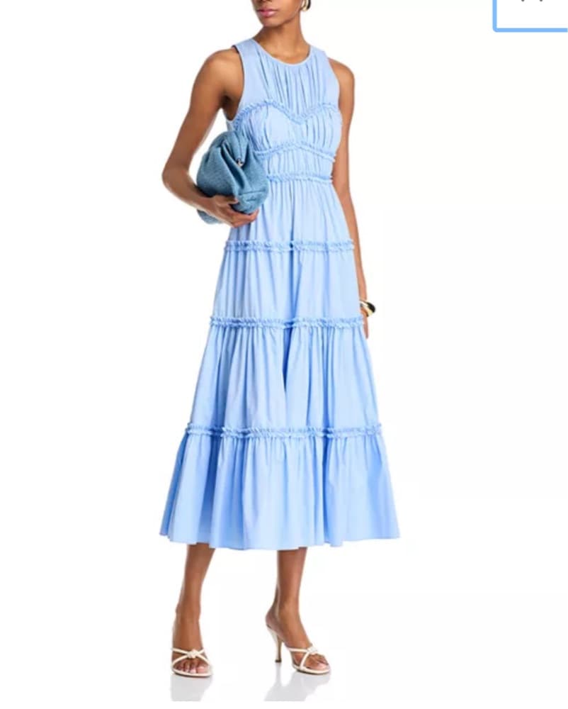 CinqàSept Elegant Blue Tiered Maxi Dress - Image 2